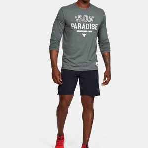 Under Armour Rock Iron Paradise Long Sleeve Gray T-shirt UA Tech Fabric Logo M